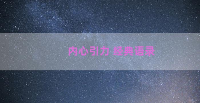 内心引力 经典语录